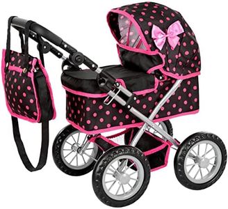 Kinderplay Carrozzina per Bambole, Passeggino per Bambole – Gondola, L'altezza del Manico è di 33-63 cm, Passeggino Giocattolo, Costruzione Leggera e Stabile, KP0261G