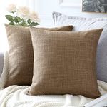 Artscope Cushion Covers Set of 2 Linen Decorative Square Pillowcases Pillow Covers 40x40cm for Home Decor Sofa Bedroom Car (Brown, 16x16)