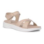 Liberty Healers FINCY-2E Casual Sandal for Women with PU Upper | Lightweight, Durable & Non-Slip | Stylish & All Purpose | Molded EVA Insole | Travel Friendly - Comfortable Footbed (36 EU - Beige)