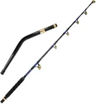 Topline Tackle 2-Pieces Deep Sea Fishing Rods, Topline Tackle Fishing Pole with 3+1 Roller Guides,Trolling Fishing Rod for Salt Water (BlueSpear-6'6-Bent, 130LB)