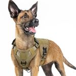 rabbitgoo Tactical No Pull Dog Harness Medium Large Dog with Metal Buckles MOLLE Panel, Breathable Service Pet Vest with Handle, Military Matierial Puppy Harness for Training Walking, S, Brown