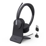 Yealink BH70 Dual Wireless Headset with Mic for Work, 3 Mic AI Noise Cancellation, Bluetooth Headphones Teams Certified,35h Talk Time, Charging Stand & USB Dongle for PC,Flip to Mute for Hybrid Work
