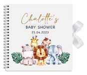 Personalised Baby Shower Guest Book Photo Album Memory Large Scrapbook - 30cm x 30cm with Watercolour Effect (Lion)