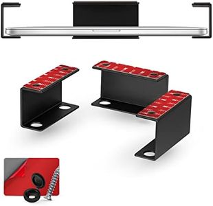 Adhesive Under Desk Laptop Holder, Metal Mount, VHB & Screw In, Devices upto 1.8" Thick like Laptops, Macbooks, Surface, Keyboard, Routers, Modems, Cable Box, Network Switch & More (Black) By Brainwavz