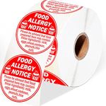 Allergy Sticker for Cake Food Allergy Stickers 2 Inch Allergen Warning Labels for Bakery, Party,Restaurants 500 pcs (Round)