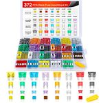 Nilight 372 PCS Car Fuses Assortment Kit Standard Mini LP Mini Micro2 Blade Fuse ATO ATC APS ATS APR 2A 5A 7.5A 10A 15A 20A 25A 30A 35A Replacement Fuses for Cars Trucks RVs, Multicolor (50074D)