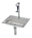 T&S Brass B-1230-12 Water Station with 12-Inch Pedestal Glass Filler and Drip Pan Assembly