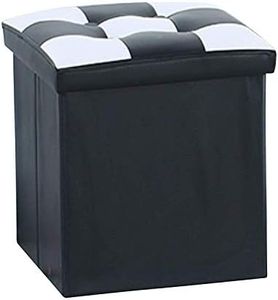 B.N.D TOP Folding Storage Ottoman Bench, Storage Chest Footrest,Faux Leather, Black & White use it as Shoe Storage Seat or Blanket Chest Black & White Designed in The USA