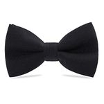 Classic Pre-Tied Bow Tie for Children & Adults Solid Color Adjustable Bowtie Gabardine Material（Black）