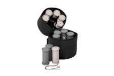 Nicky Clarke Classic Compact Rollers Heated 25 mm Travel Set of 12, Ionic Self Grip with Pin Clips, Grips and Zip Storage Bag - NHS007, Grey (NHS006)