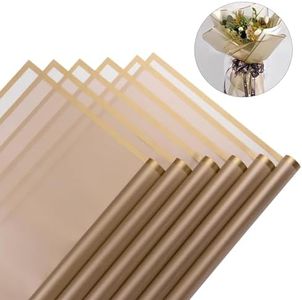 VOWOVOSDAY 20 Pcs Flower Wrapping Paper,Waterproof Flower Bouquet Wrapping Paper Florist Bouquet Supplies DIY Craft Gift Packing 23x23Inch(4-Gold)