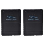 Gamer Gear 128MB PS2 Memory Card storage compatible with the classic PlayStation 2, PS2 (PS2 games only). High Speed Black Game saving storage accessory 2 Pack