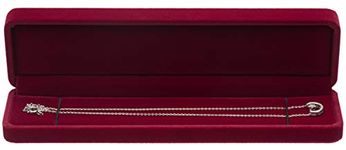 POKOFO Rectangle Velvet Necklace Bracelet Jewelry Gift Box Display Case (Red)