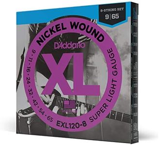 D'Addario EXL120-8 8-String Nickel Wound Electric Guitar Strings, Super Light, 9-65