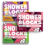 Shower Blocks - Mixed 3 Pack Solid Shower Gels - Plastic, Cruelty and Paraben Free | Vegan | Moisturising Body Soap For The Shower