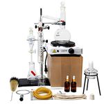 500ML（0.13Gal） Lab Essential Oil Extraction Distillation Apparatus Water Distiller Purifier Chemistry Lab Glassware Kits Hydrosol, Alcohol Distiller，Teaching Equipment(with Hot Stove)