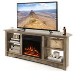 Tangkula 58” Fireplace TV Stand, Home Entertainment Center with 18” 1500W Electric Fireplace, with Remote & Adjustable Brightness, Corner Media Console Table for up to 65” TVs