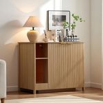 Large Wooden Cat Litter Enclosure, Compatible with Self-Cleaning Litter Boxes, Dog-Proof Adjustable Shelf, Power Socket & Wooden Cat House (Natural)