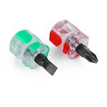 Grevosea 2PCS Sewing Machine Screwdriver Mini Short Screwdriver Stubby Screwdriver Suitable for Tight Spaces for Sewing Machine Repairing Accessories, One Flat Head and One Phillips