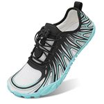 JIASUQI Men Women Water Shoes Outdoor Quick Dry Barefoot Wide Toe Aqua Sports Beach Shoes for Swimming Surfing Blue,Size 10 Women-7.5 Men