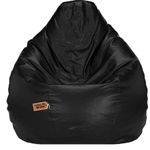 LABEL NJ Bean Bag Filled with Beans for Home Decor Original Leatherette Bean Bag Ideal for Office and Home Use XXXL -(Black) Capacity: Upto 6 Ft Height, 120 KG Weight