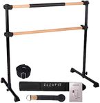 Ballet Bar for Home Workout - Portable Ballet Barre for Home Adult Double Ballet Barre Portable Barre Bar for Home Workout Ballet Bar Kids - 100% Real Wood Bonus Carry Bag & Door Leg Stretcher ElevFit