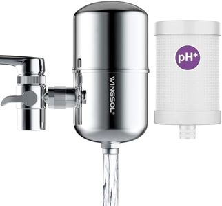 WINGSOL WINGSOL Faucet Alkaline Water Filter, Stainless-Steel 360° Rotating Water Filter for Sink, Improves pH and Taste, Reduces Chlorine, Odor, Sediment, 200G, Sink Water Filter, WS-FM001-PC