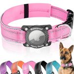 LZXLXS Upgraded AirTag Dog Collar with Waterproof Air tag Holder, Luminous Reflective Adjustable Comfortable Padded GPS Collars for Small Medium Large Dogs, Pink, M