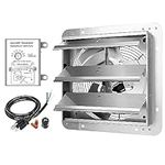 Simple Deluxe 12 Inch Shutter Exhaust Fan with Adjustable Thermostat and Power Cord Kit, Providing Superior Ventilation for Windows, Attics, Kitchens, Greenhouses and Garages