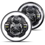 HWSTAR 2023 600% Brighter Anti-glare 7 Inch Halo Led Headlights Round Compatible with Jeep Wrangler JK JKU TJ LJ Chevy Ford GMC Dodge Mazda VW Mack etc DOT w/DRL Turn Signal H6024 Hi/Low Sealed Beam