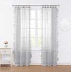 VCNY Home | Amber Collection | Sheer Ruffle Back Tab Curtain Panel Pair, 38 x 84, Grey