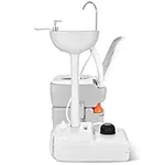 YITAHOME Portable Sink and Toilet, 17 L Hand Washing Station & 5.3 Gallon Flush Potty,for Outdoor,Camping, RV, Boat, Camper, Travel,Grey white