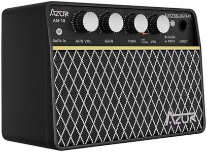 AZOR Guitar Amp 10W USB-C Recharged Battery, 6H Working Mini Electric Guitar Amplifier Wireless Amp with Clean/Drive Channels with 3.5mm Headphone/AUX Jack Output for Indoor Practice ABA-10