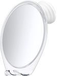 HONEYBULL Fogless Shower Mirror with Suction Mount & Swivel – Anti-Fog Acrylic Bathroom Mirror for Shaving – Built-in Razor Holder, Easy Install (White)