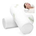 urnexttour Cervical Neck Pillow 2 Pack Memory Foam Round Roll Pillows Support Neck Brace Lumbar Pillows White