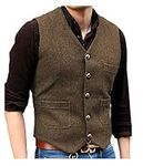 Mens Vintage Tweed Suit Vest V Neck