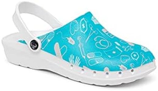 Suecos Unisex's Oden Fusion Print Working Clogs, Medical Blue Blue, 9 UK Wide