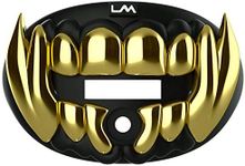 Loudmouth Football Mouth Guard - 3D Chrome Beast Football Mouthpiece, Fits Adult & Youth Ages 5+, Football Accessories Mouth Guard (3D Beast - Chrome Black/Gold)