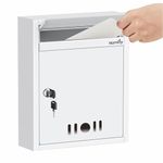 HOMIFLY Wall Mount A4 Size Letter Box/Mail Box/Suggestion Box/Complaint Box for Office/Post Box for Home gate with Clear Window View & Secure Key Lock - (Ivory)
