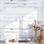 FlockenHome 17.7"x 314" Peel and Stick Wallpaper Self-Adhesive Shiplap Light Grey/White Distressed Wood Plank Removable repasted Decorative