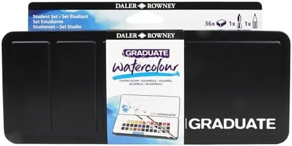 Daler-Rowney Graduate Watercolour 36 Half Pans Set, Assorted Colours, Ideal for Students & Hobbyists