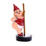 Myqiqi Pole Dancing Gnome Statue Funny Gnome Garden Ornament for Fairy Garden or Home Décor Two Size 12cm and 17cm (RED-L)