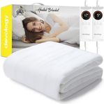 Devology Electric Blanket - Fully Fitted Mattress Cover With Elastic Straps - Premium Fleece Easy Fit Heated Blanket - Detachable Dual Controllers & Machine Washable - Double - 135x190cm