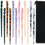 12 Pieces Acetate Hair Sticks Hair Chopsticks Tortoise Shell Hairpin Leopard Print Shell Hair Pins Vintage Chinese Hair Chopstick Hair Styling Accessories for Women Girls Bun, 6 Style (Fresh Pattern)