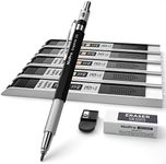 Nicpro 2.0 mm Mechanical Pencil Set, Artist Metal Lead Holder Metal Marker Carpenter pencils with 60 Graphite Lead Refill HB, 2H, 4H, 2B, 4B, Eraser, Sharpener for Draft Drawing, Writing Art Sketching