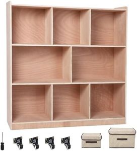 GarveeHome 8-Section Classroom Storage Locker, 8 Cubbies for Classrooms, Daycare Cubby with 4 casters, 2 Storage Boxes for Home, School