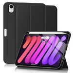 Soke for iPad Mini 7 A17 Pro Case 2024,iPad Mini 6 Case 2021 with Pencil Holder-[Shockproof Protection + Auto Sleep/Wake], Soft TPU Back Cover for iPad Mini 7th/6th Generation 8.3 inch,Black