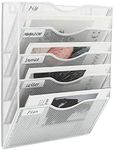 EasyPAG Wall File Organizer 5 Pocket Vertical Mesh Hanging File Folders Holder Paper Rack for Office Home | Writting Label Included,White