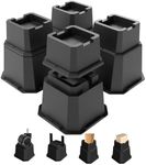 MYMULIKE 8 Piece Bed Risers 2, 4 or 6 inch Heavy Duty Furniture Risers, Up to 6,000 lbs, Stackable Furniture Frame Lift for Leg with Wheels, Bed Table, Sofas, Desk, Cabinet (Black 8 Pack, 2+4 inch)