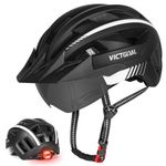 Victgoal Bike Helmet for Men Women with Led Light Detachable Magnetic Goggles Visor Mountain & Road Bicycle Helmets Adjustable Size Adult Cycling Helmets (Black White, L: 22.4-24 inch (57-61 cm))